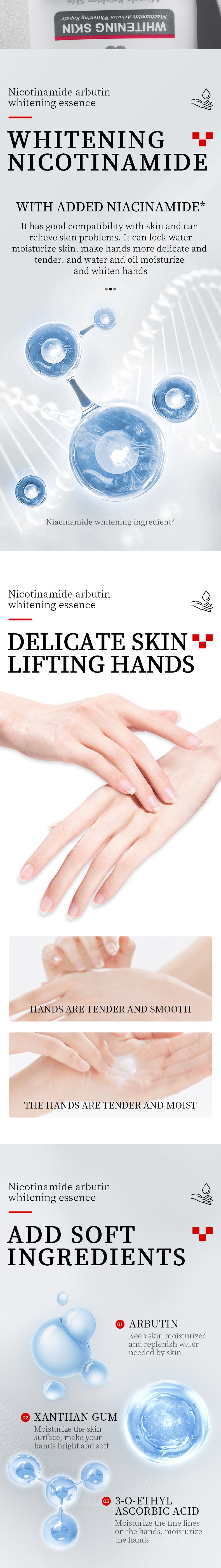 Whitening Hand Cream SADOER Niacinamide Arbutin Skin Rejuvenation Moisturizing Hand Cream  Wholesale