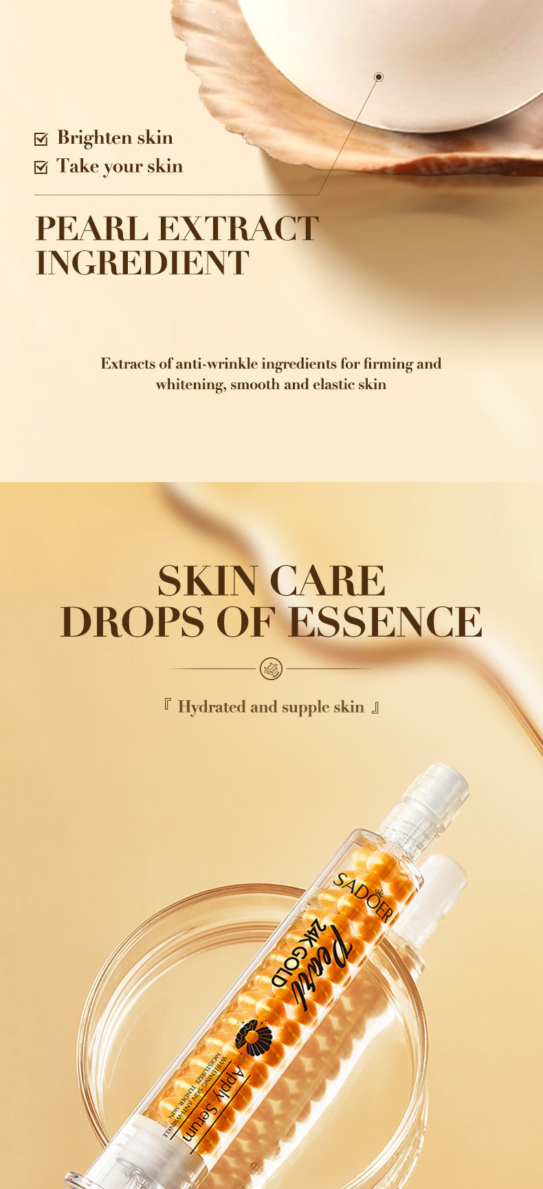 24K Golden Pearl Collagen Hydrating Essence SADOER Moisturizing and Hydrating  Wholesale