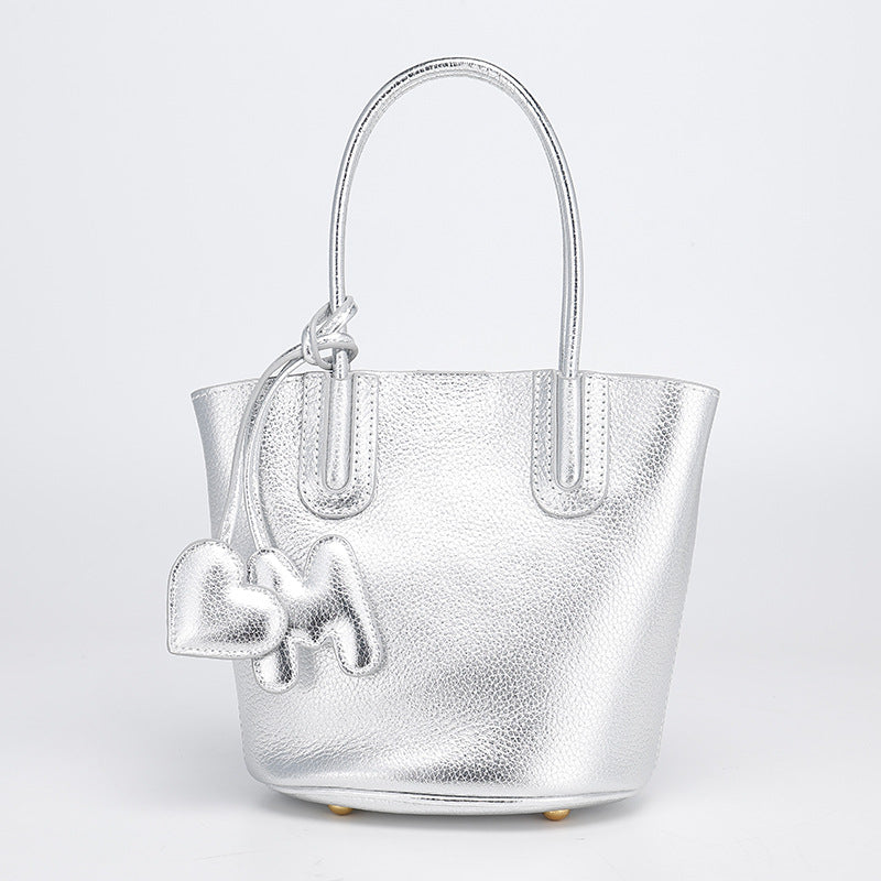 Korean Style Basket Handbag for Women, Versatile Bucket Crossbody Bag, Spring and Autumn Textured Trendy Shoulder Bag for Women