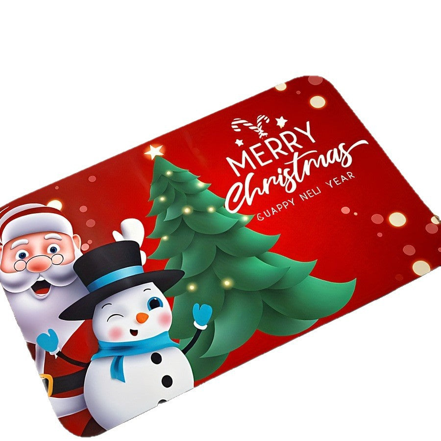 Christmas Flannel Doormat Holiday Decoration Entrance Mat Bathroom Water Absorbent Non-Slip Mat Customizable