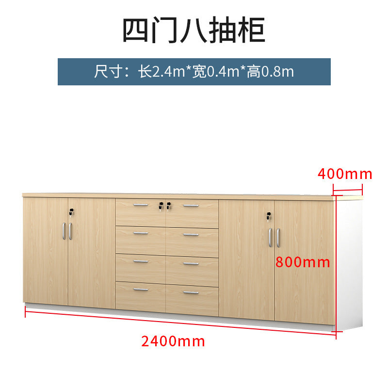 Office File Cabinet with Lock, Low Cabinet, Storage Cabinet, Floor-standing Wooden Office Partition Cabinet for Staff