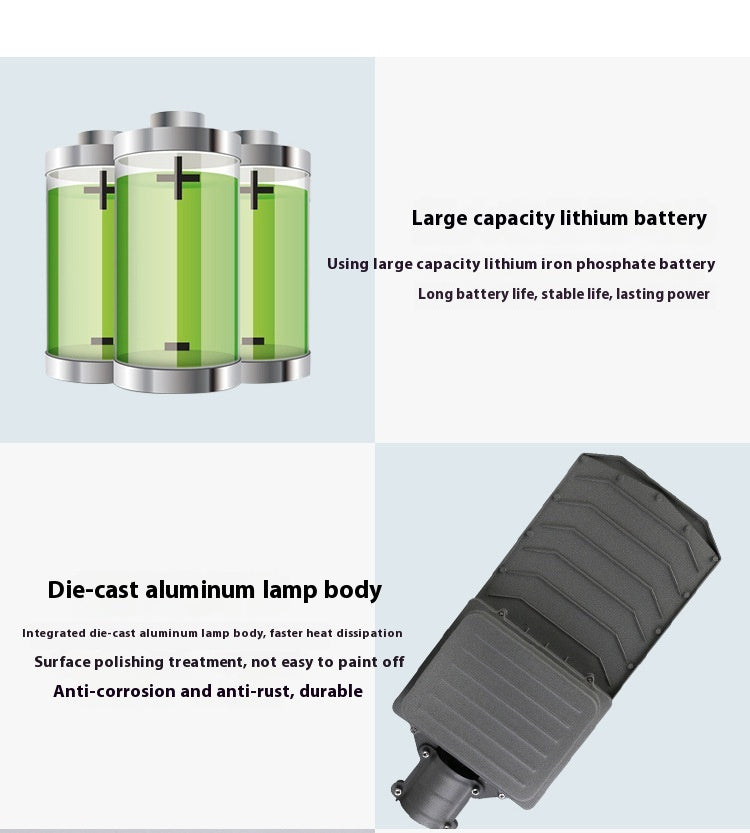 New Rural Lighting Engineering 6m Road Lamp Outdoor Solar LED Lamp Wide-Angle 4-Sided Aluminum Battery for Household Garden Use