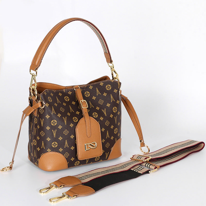 Trolis New Trendy Fashion Retro Bucket Bag Color-Block Personality Stylish Handbag High-Quality Crossbody Bag