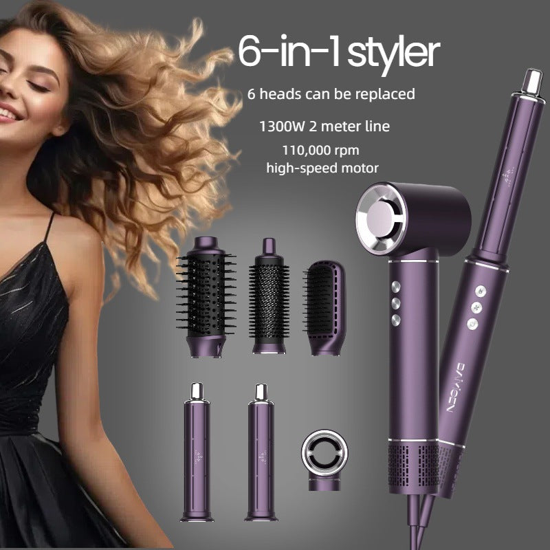 New six-in-one hair dryer for home use High Power Negative Ion High-Speed Hair Dryer Curling Hot Air Brush