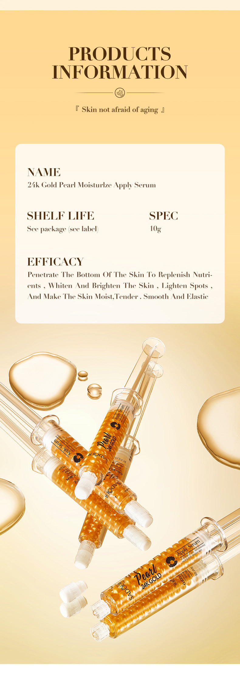 24K Golden Pearl Collagen Hydrating Essence SADOER Moisturizing and Hydrating  Wholesale