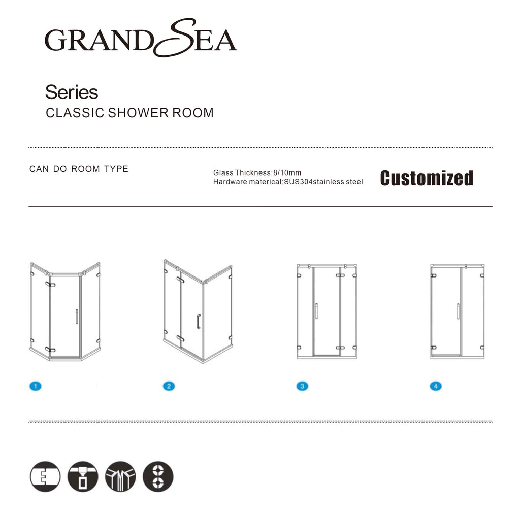 Factory Direct Sale Simple Style Design Tempered Glass Hotel Shower Glass Doors for Bath