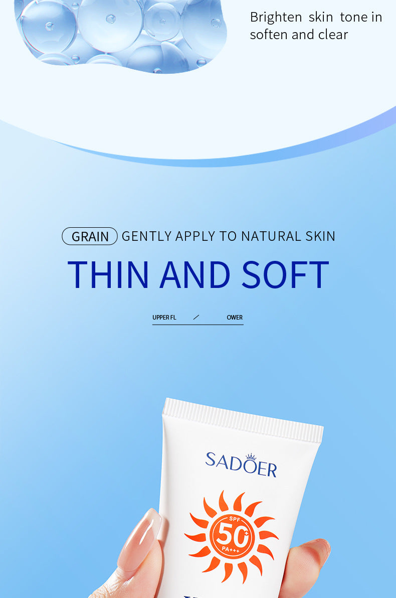 Sunscreen SADOER Protective Isolation SPF50+ Lightweight, Moisturizing, Clear Cross-Border Wholesale