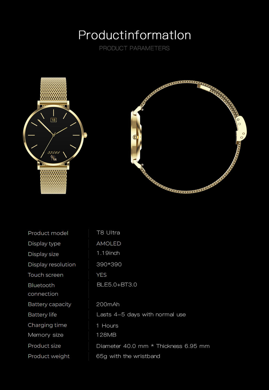 T8 Ultra Smart Watch Bluetooth Call Heart Rate Step Sleep Depth Waterproof Three-Proof Sports Women's Watch