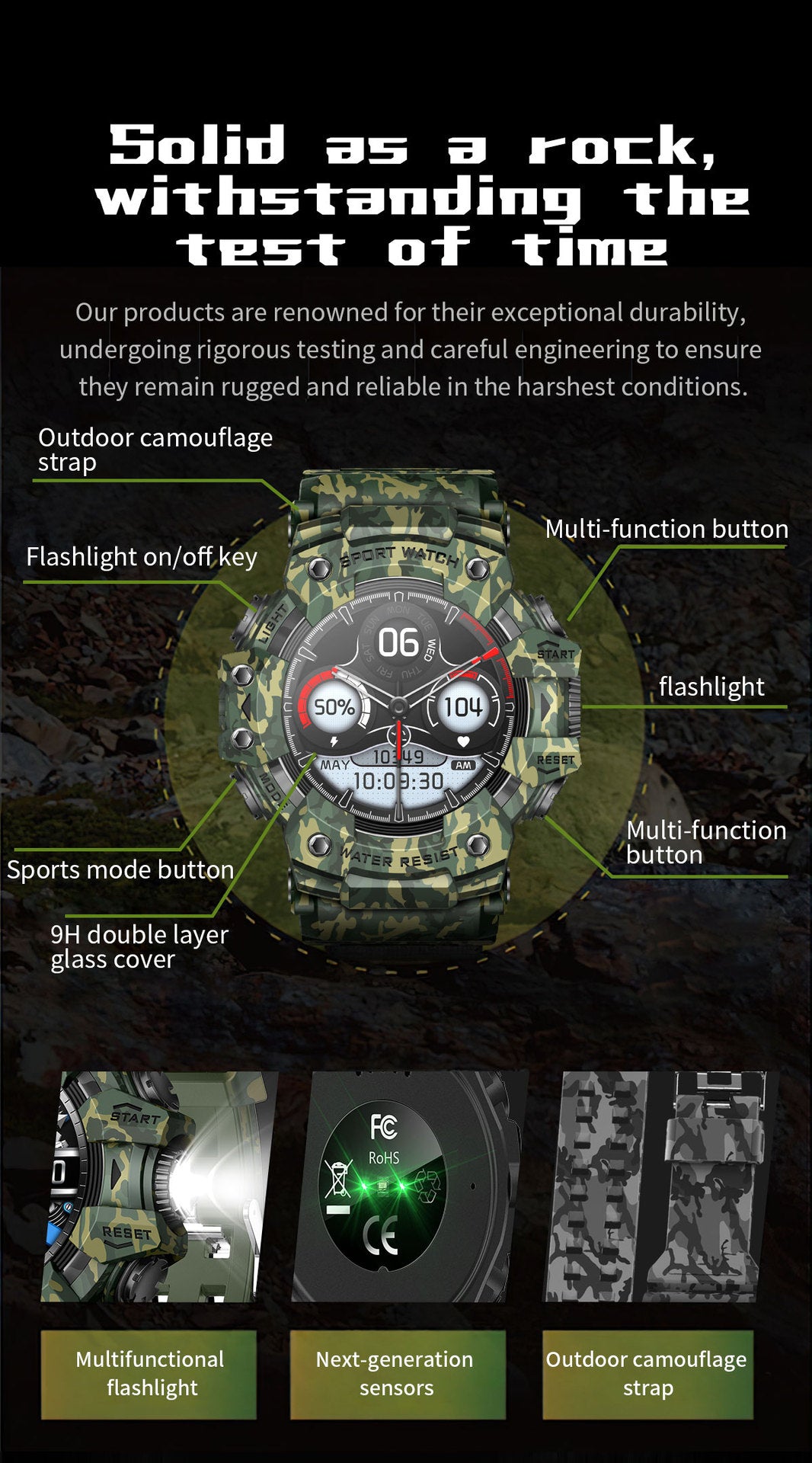 LC21Smart Watch Bluetooth Call True Heart Rate Step Sleep Compass Deep Waterproof Mechanical Style Sports