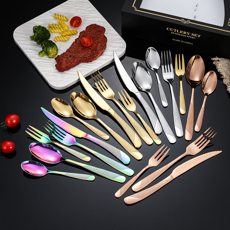 New Hot Selling Stainless Steel Star Diamond Tableware Knife, Fork and Spoon40Set20Set of Steak Knives and Forks