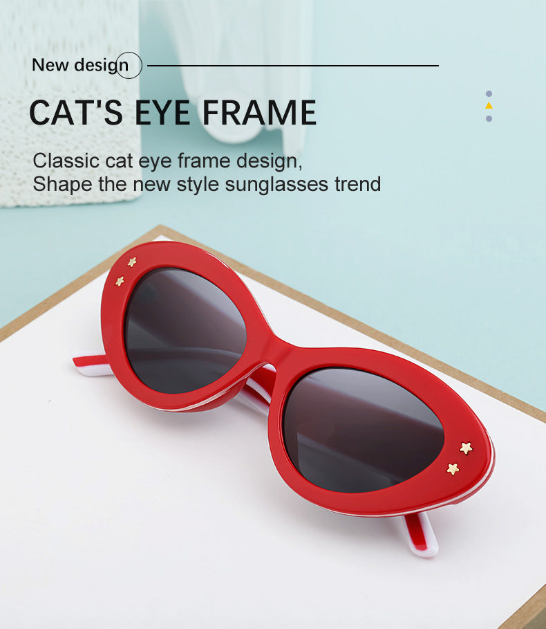New Wide Mirror Leg Cat Eye Sunglasses for Women, European and American Fashion, High-End Feel Sunglasses sunglasses