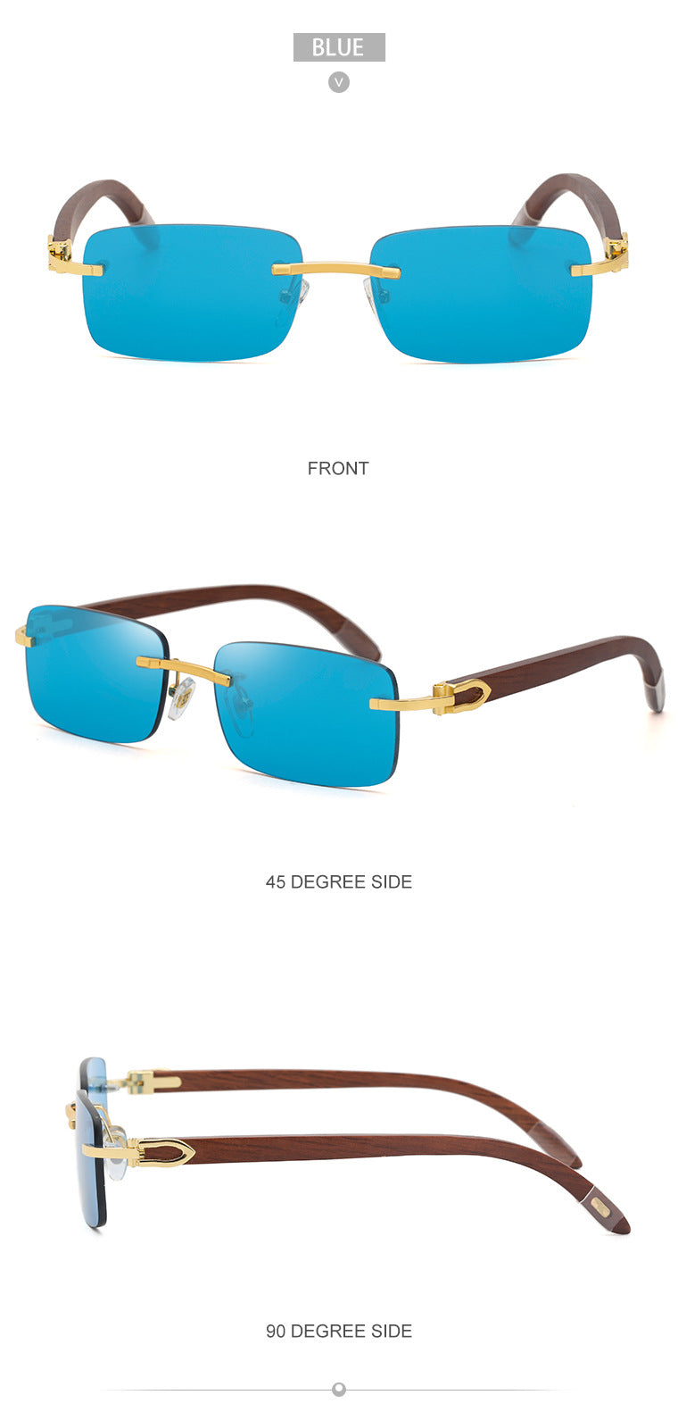 Fashion Sunglasses for Men Frameless Wooden Leg Slingshot Sunglasses Men Trendy Wooden Optical Frame sunglasses