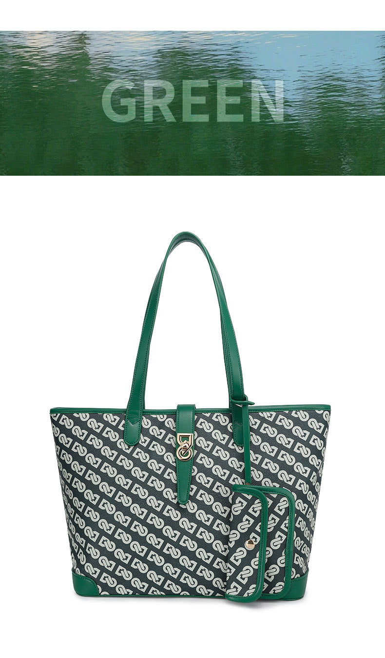 Original Design Retro Print Tote Bag for Work Commute Large Capacity Shoulder Bag Niche Versatile Fashion Handbag