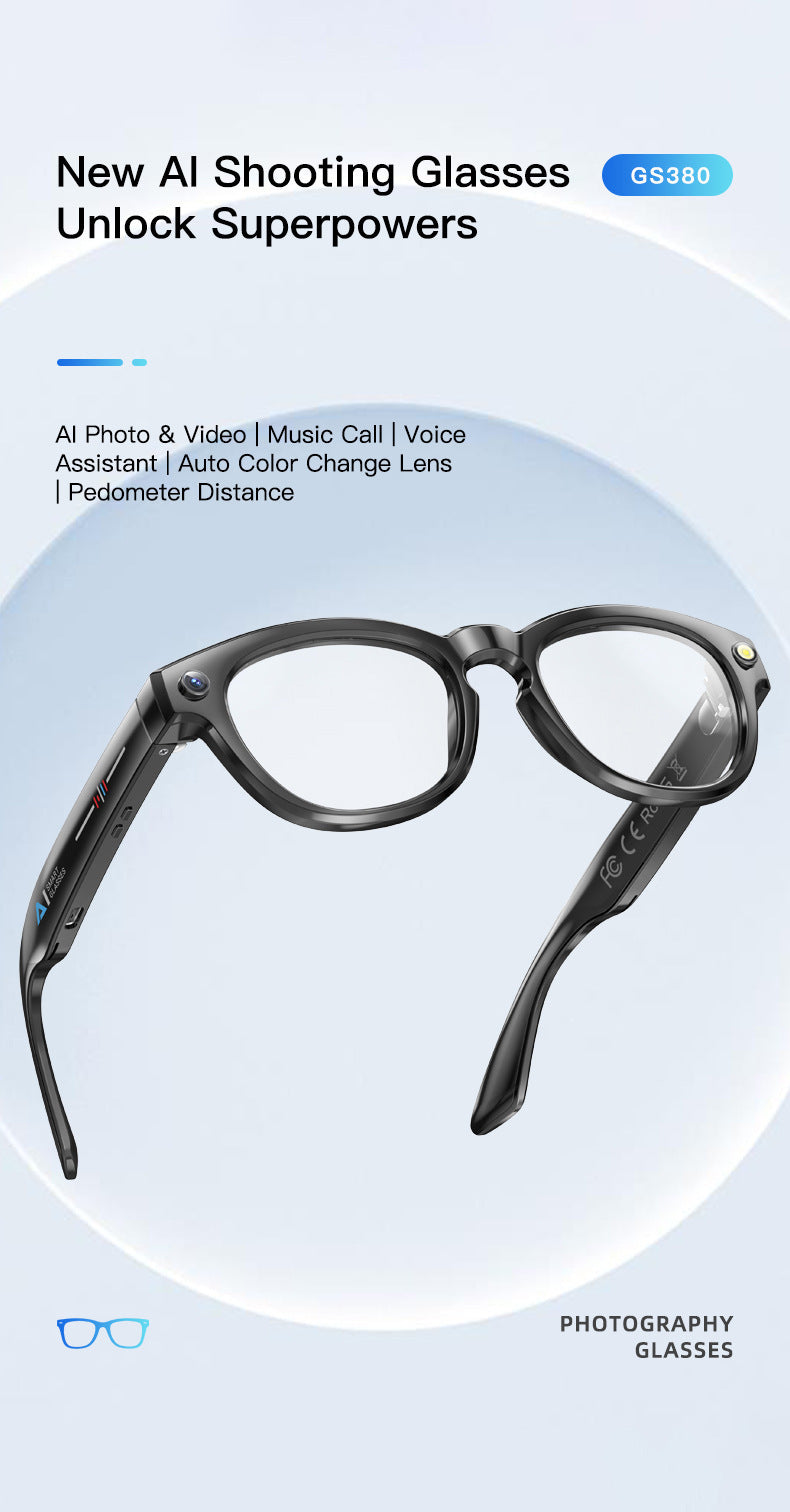 New ai Smart Glasses mate2With Camera for High-Definition Photo and Video Recording GS380Bluetooth Glasses