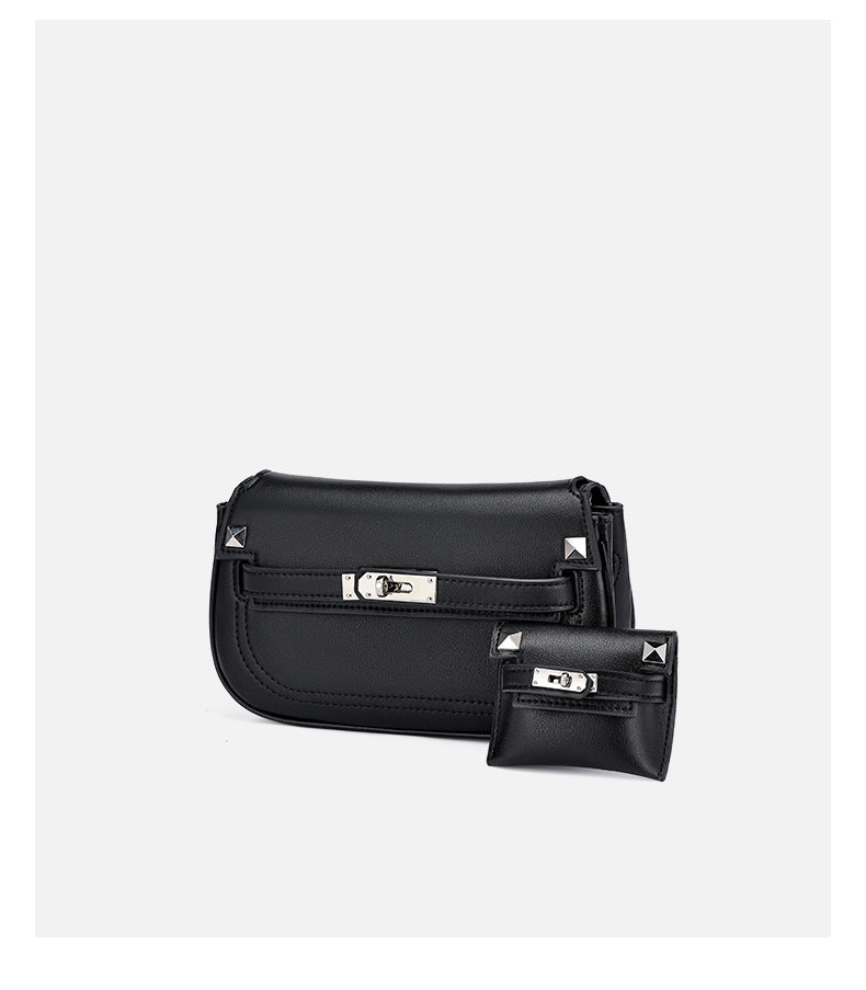 European and American Style Casual Women's Small Crossbody Bag2025New Fashionable Lightweight Single Shoulder Crossbody Bag with Buckle Genuine Leather Kelly Bag