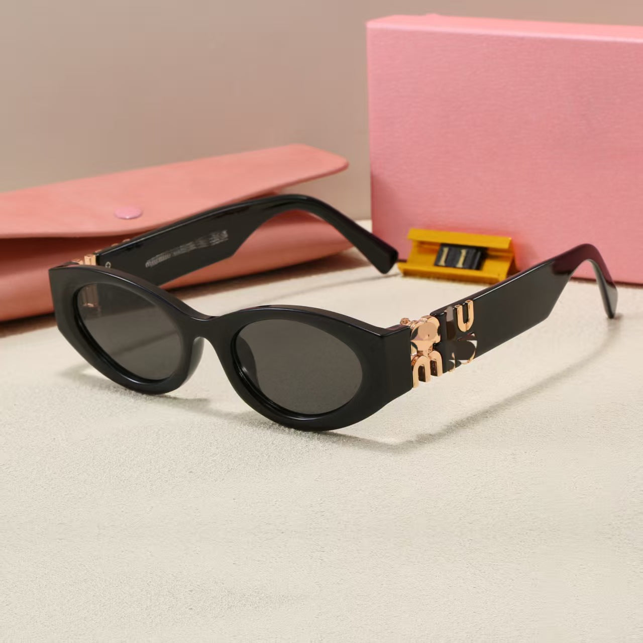 Europe and America m Letter Cat Eye Sunglasses High-End Fashion Street Style Sunglasses for Women Sun Protection Trendy Sunglasses