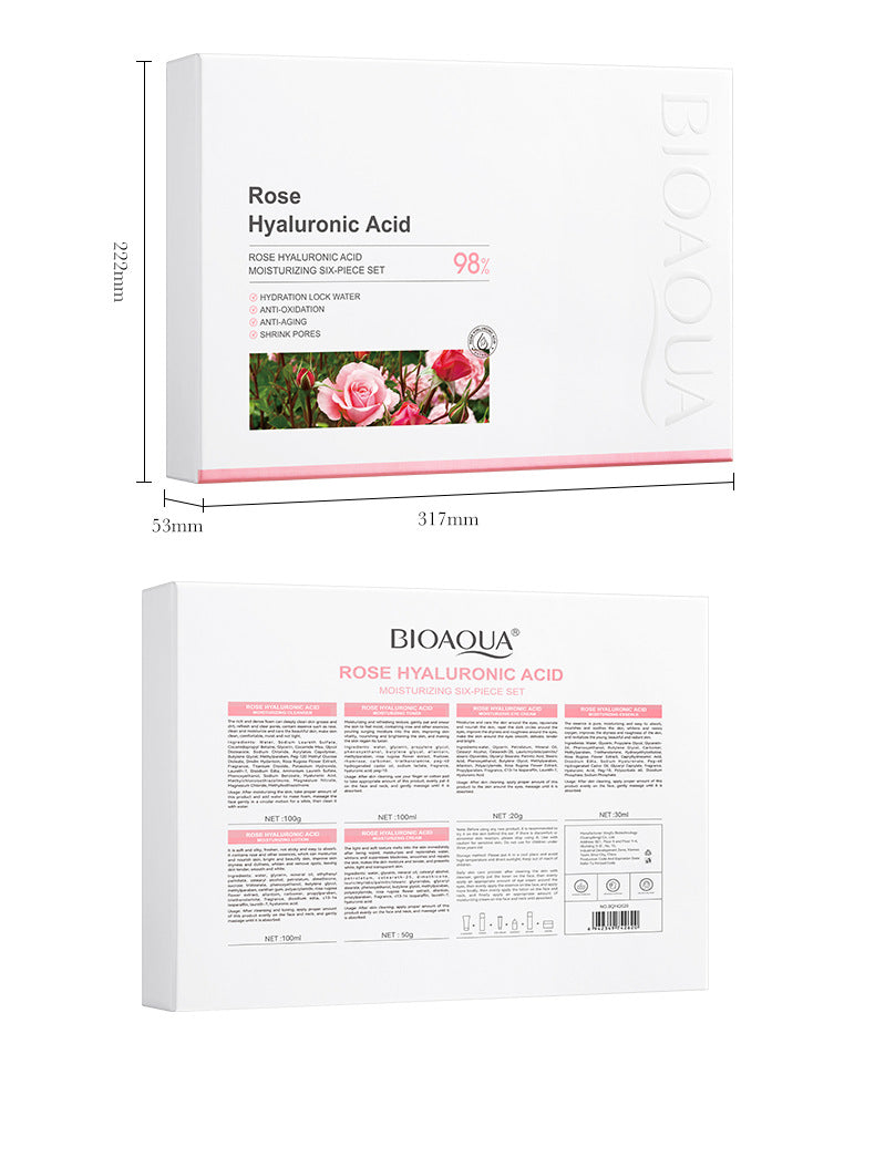 Rose Skincare Set BIOAOUA Hyaluronic acid moisturizing six-piece set  foreign trade wholesale