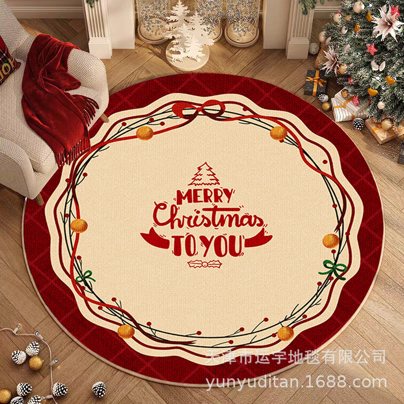 Christmas Carpet Round Living Room Mat Christmas Decoration Atmosphere Mat Christmas Tree Mat Labeling and Shipping