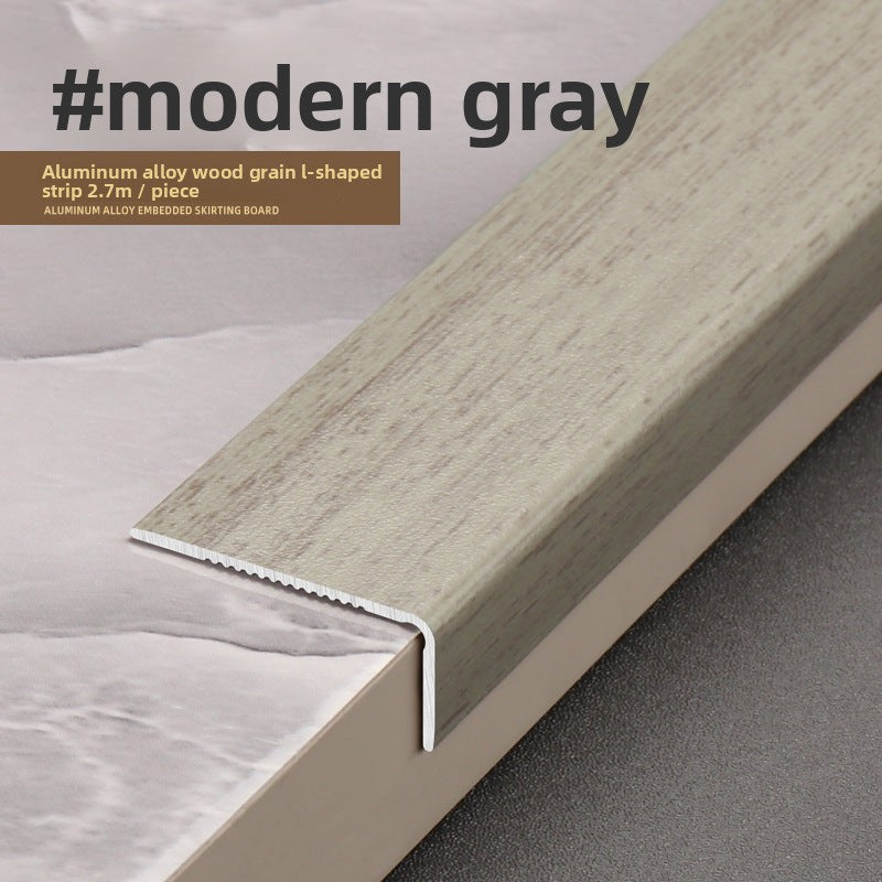 Aluminum alloy wood grain L Right-angle ultra-narrow wood flooring edge trim strip7Door threshold edging trim, wardrobe corner fastener strip