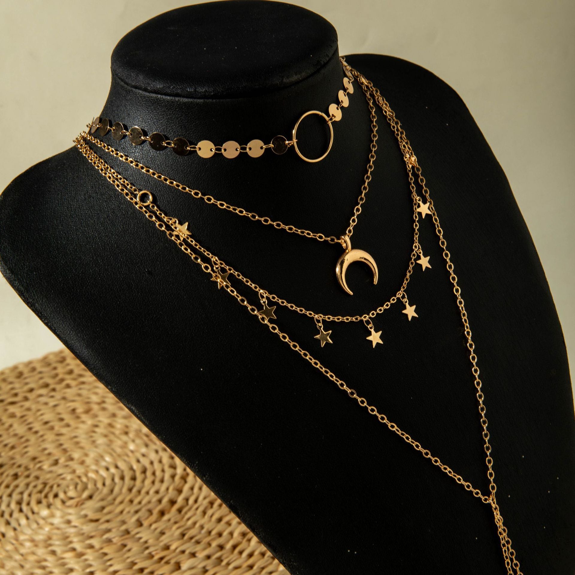 Geometric Star Tassel Chain Necklace Versatile Metal Style Sexy Multi-layer Stacking Y Type Necklace