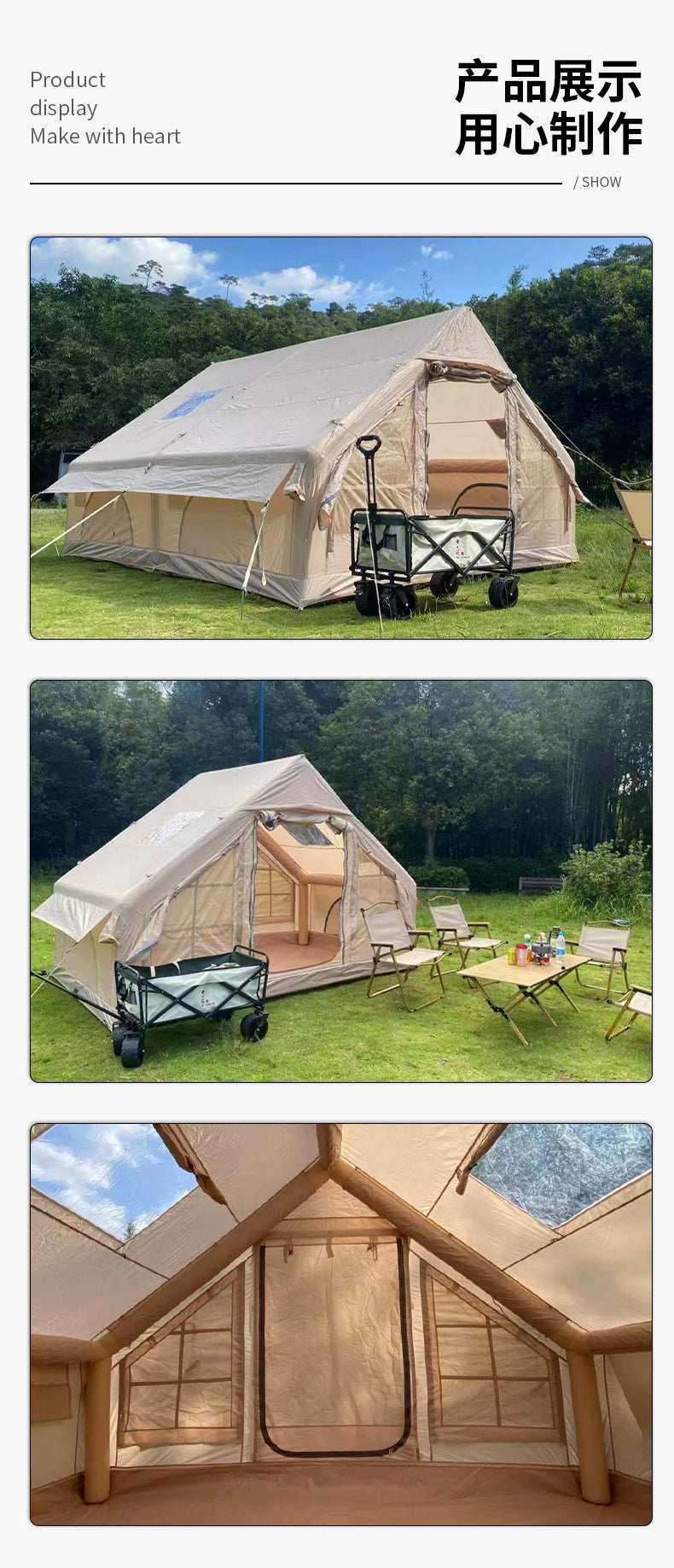 Manufacturer Wholesale Outdoor Camping Tent No Setup Quick Open Fully Automatic Inflatable Tent Thickened Rainproof Camping Tent