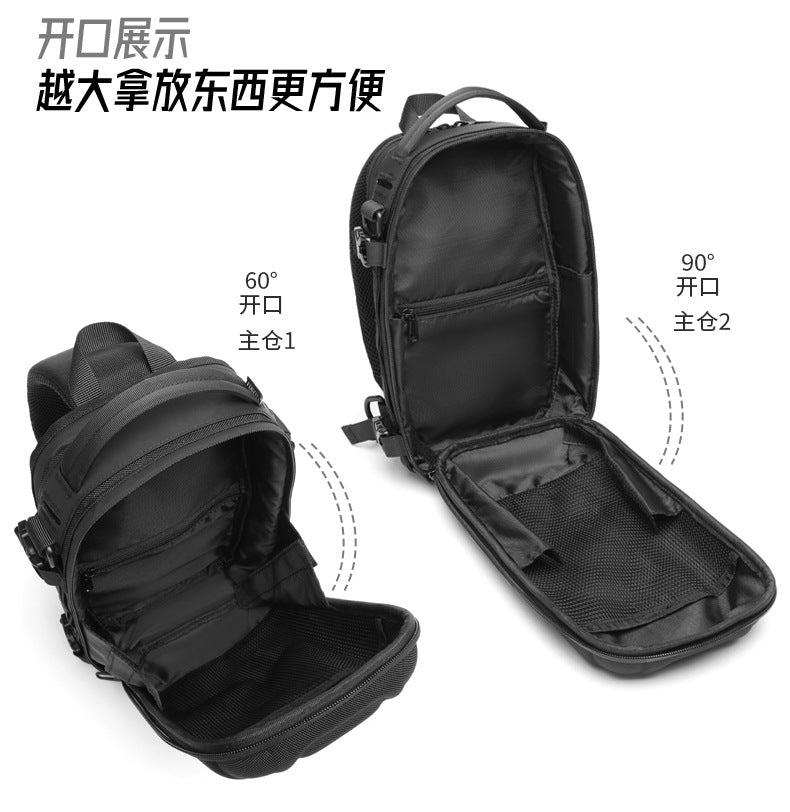 OZUKO EVA Hard Shell Chest Bag Men's Crossbody Bag Tactical Functional Waterproof Large Capacity Outdoor Cycling Bag