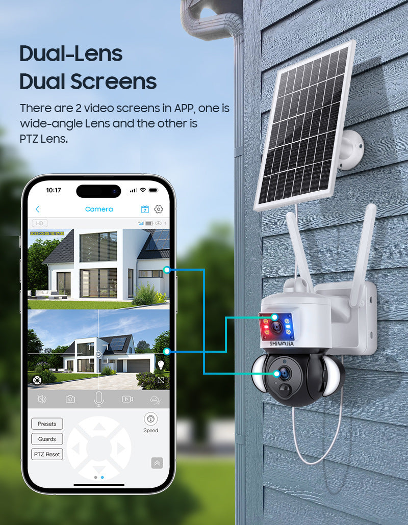 Source Factory Specializes in Solar-Powered Gun Ball Linkage HD600Multi-camera Multi-view Courtyard Surveillance