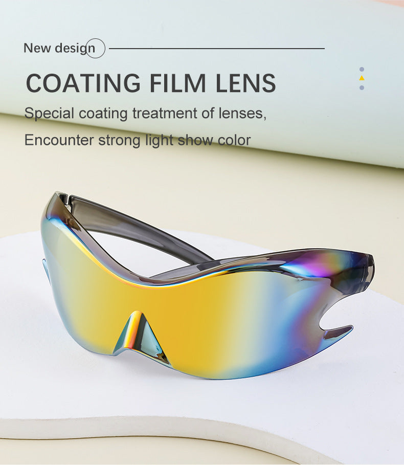 Europe and America Y2K Millennium Sports Windproof Colorful Sunglasses Men's Future Technology Style One-piece Sunglasses Women's Wholesale