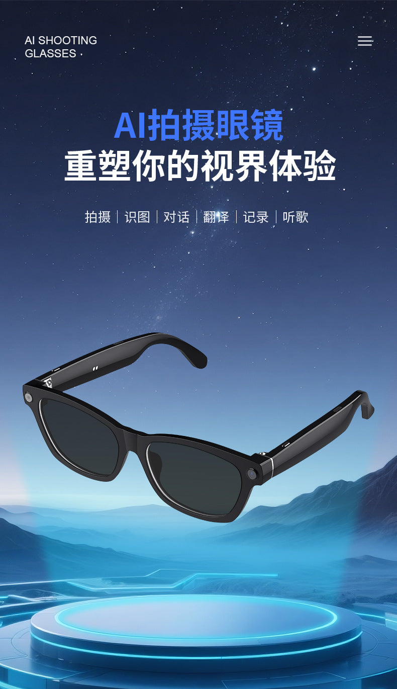V03-T6Smart Glasses800100 Megapixel Camera with Image Stabilization1200P Video Recording Audio Recording AI Translation Recognition