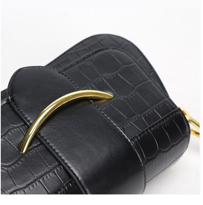2024Spring Summer New Simple Niche Design Women's Bag Versatile Shoulder Underarm Bag Crocodile Pattern Small Square Bag Crossbody Bag