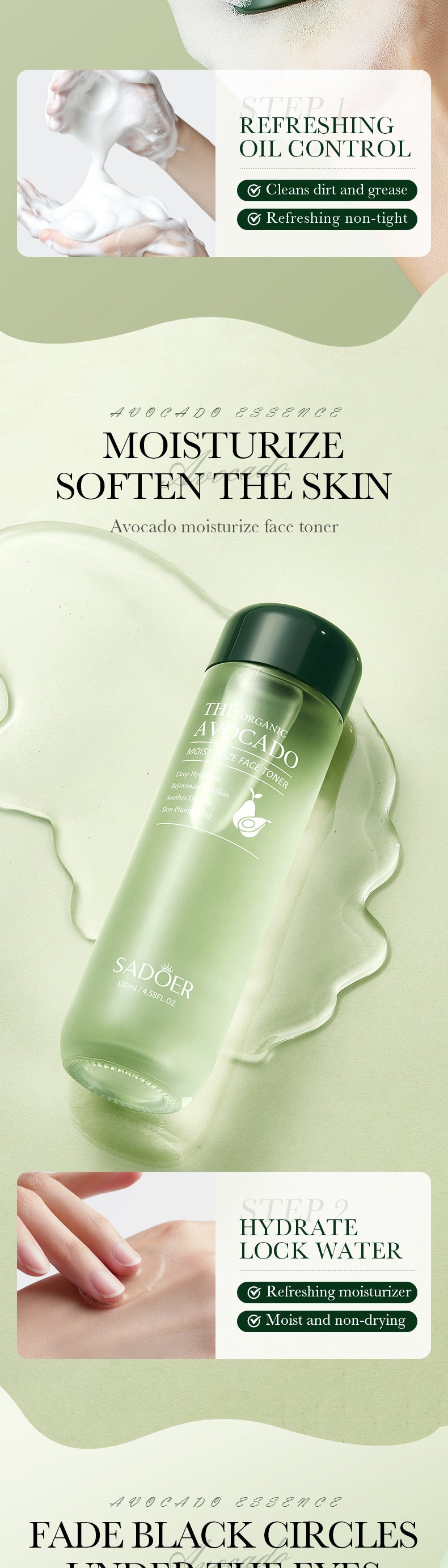 Avocado Skincare Set SADOER Cleansing, hydrating, and moisturizing six-piece set for  foreign trade wholesale