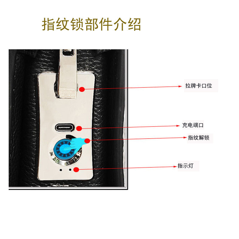 Niche Bag Fingerprint Unlock Men's Top Layer Cowhide Single Shoulder Crossbody Backpack High-End Chest Genuine Leather Chest Bag