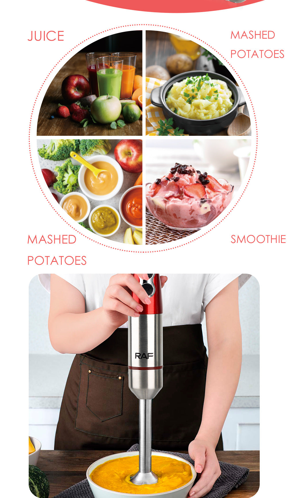 European Standard Fruit Juicer Food Processor Stainless Steel Electric Blender Single Stick Small Kitchen Appliances