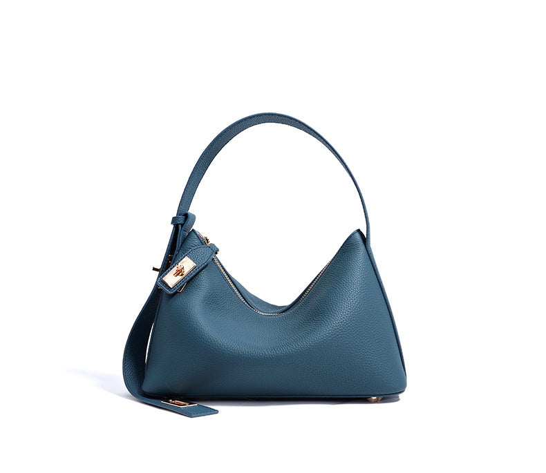 European and American High-End Luxury Handbag for Women, Niche Design, Underarm, Single Shoulder, Crossbody, Dumpling Shape, Genuine Leather, Cowhide, Pillow Bag