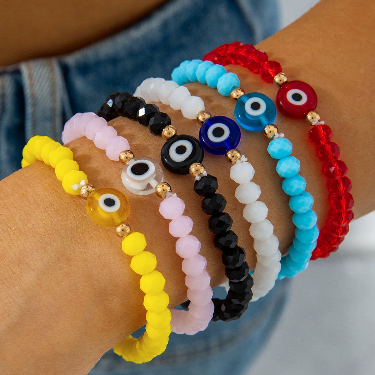 European and American Style Bracelet Colorful Devil's Eye Beaded Bracelet Simple Glass Eye Bracelet Wholesale