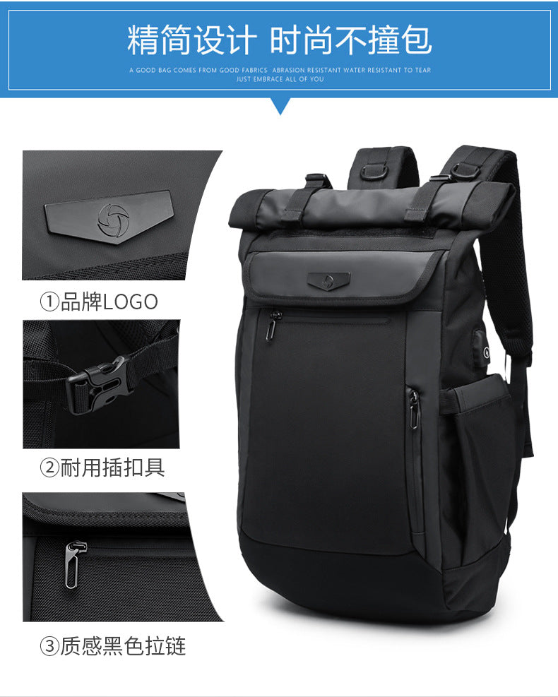 OZUKO Korean Style Student Backpack Double Shoulder Bag Large capacity waterproof laptop bag casual commuting travel bag for men