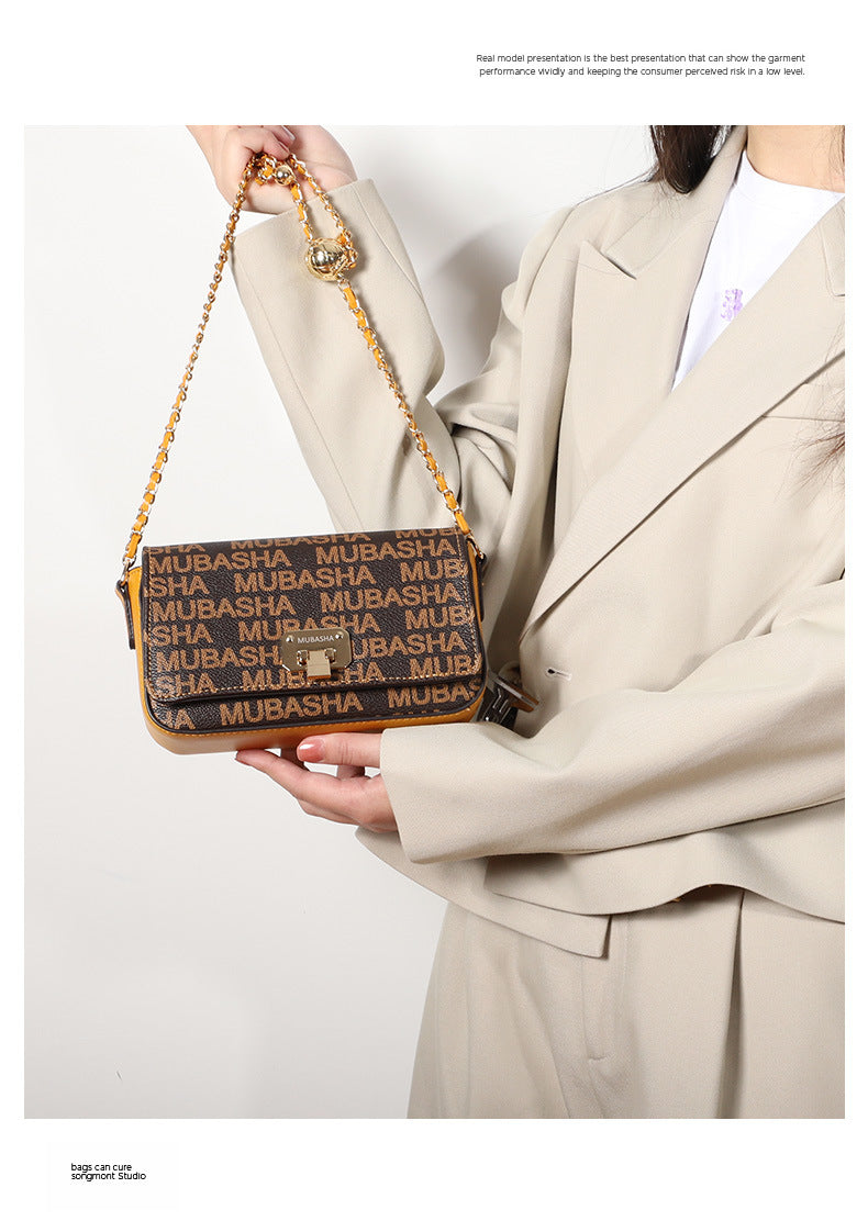 Unique Versatile Design Vintage Chain Small Square Bag for Women Retro Stylish Single Shoulder Bag Personality Simple Crossbody Bag