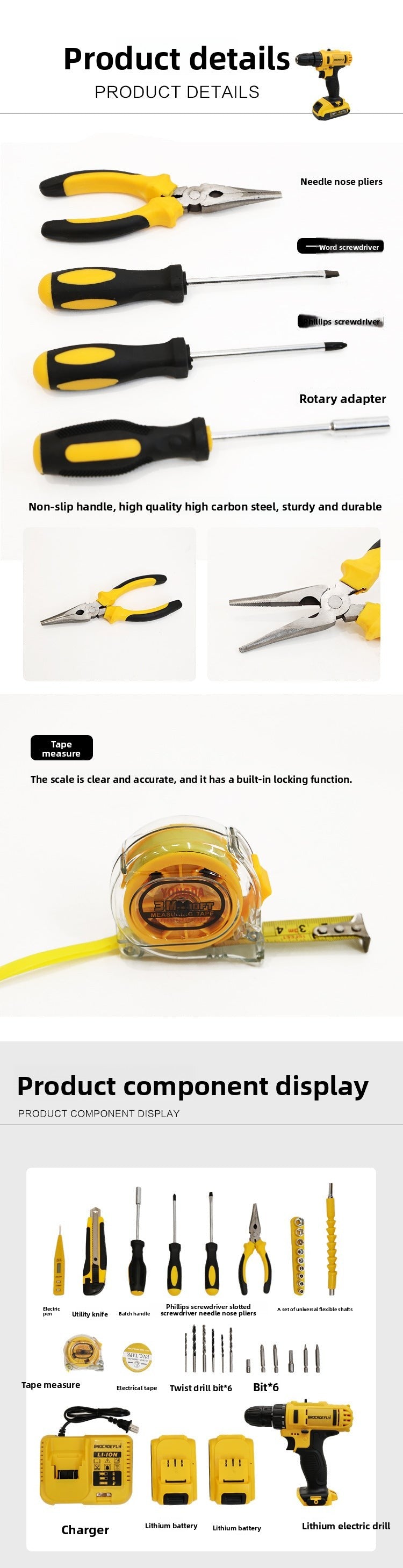 Factory direct sales48Hourly Delivery DW10mm Lithium Electric Hand Drill Set Multifunctional Lithium Electric Hand Drill