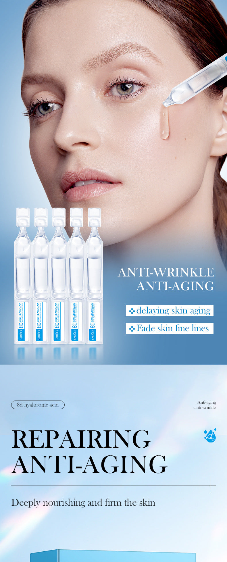 Hyaluronic Acid Face Cream SADOER8D Anti-wrinkle Hydrating Nourishing Face Cream Moisturizing and Rejuvenating  Foreign Trade Wholesale