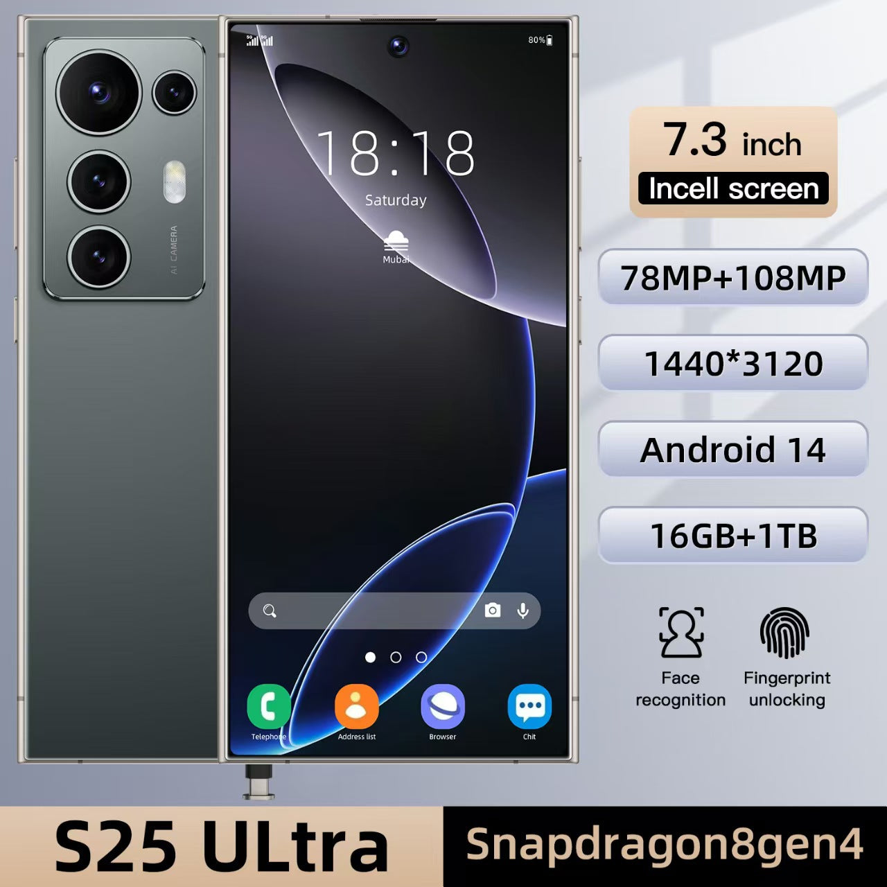 C25-S25 Ultra Android7.3Inch Smart5G Mobile Phone16+1T Source Factory AliExpress TK