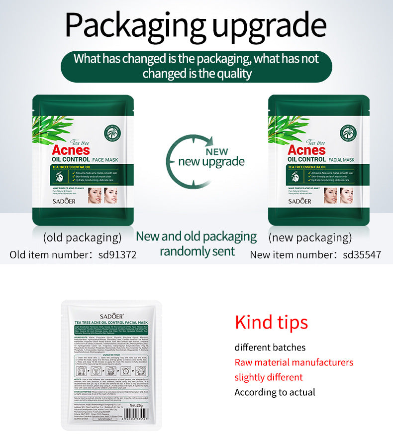 Tea Tree Facial Mask25g SADOER Refreshing Moisturizing Tablets for  Wholesale