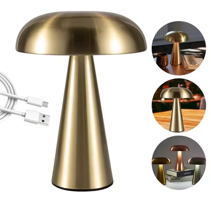 Coconut Mushroom Table Lamp Danish Mushroom Lamp Metal Bar Rechargeable Table Lamp Restaurant Atmosphere Decoration Night Light