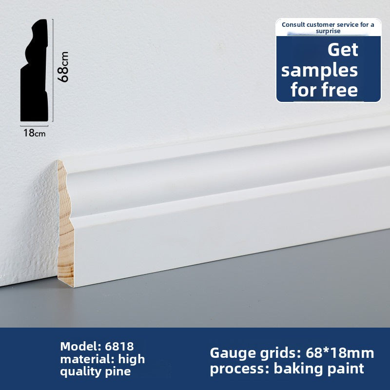 European and American popular pine skirting board, painted decorative trim, skirting line, solid wood skirting board