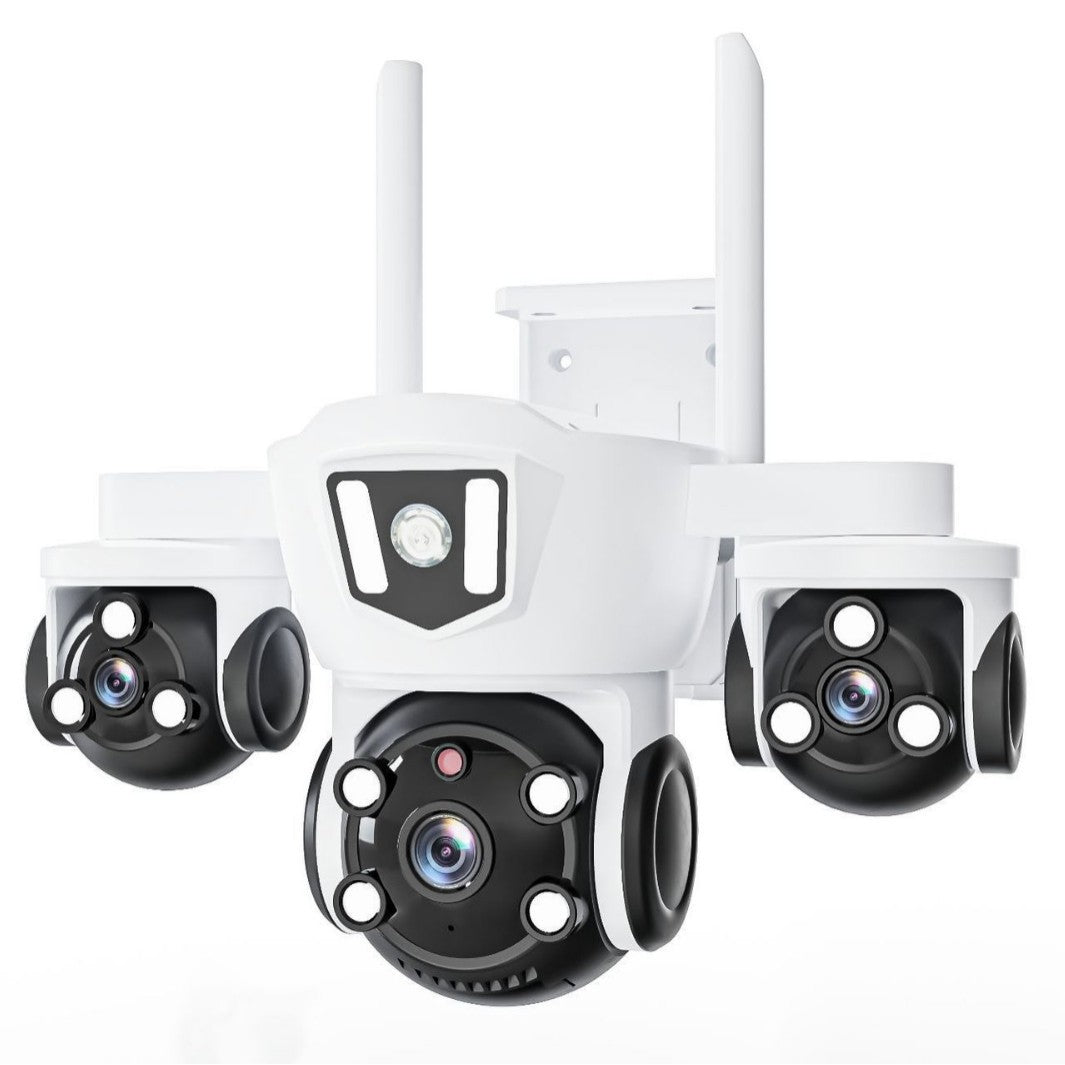 Hot-selling Genuine Four Eyes WIFI Solar surveillance camera with three wide-angle views5MP Remote Outdoor Waterproof