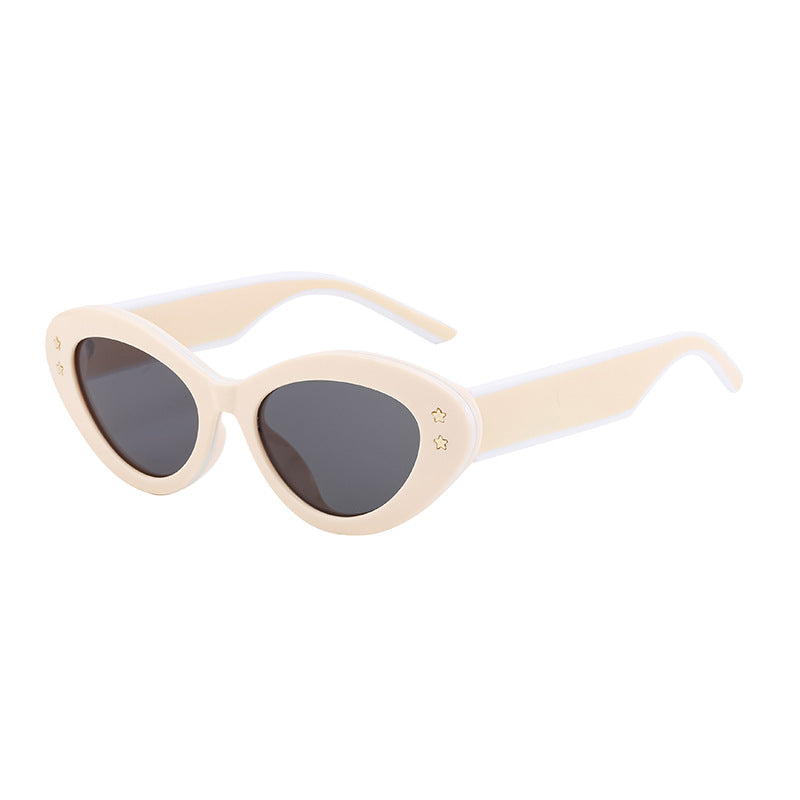 New Wide Mirror Leg Cat Eye Sunglasses for Women, European and American Fashion, High-End Feel Sunglasses sunglasses