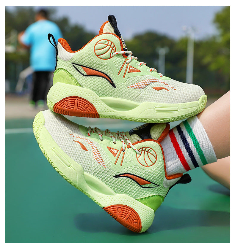 Boys' Casual Fashion Trendy Children's Shoes Non-Slip Wear-Resistant Sports Shoes for Elementary School Students Training Multi-Color Basketball Shoes