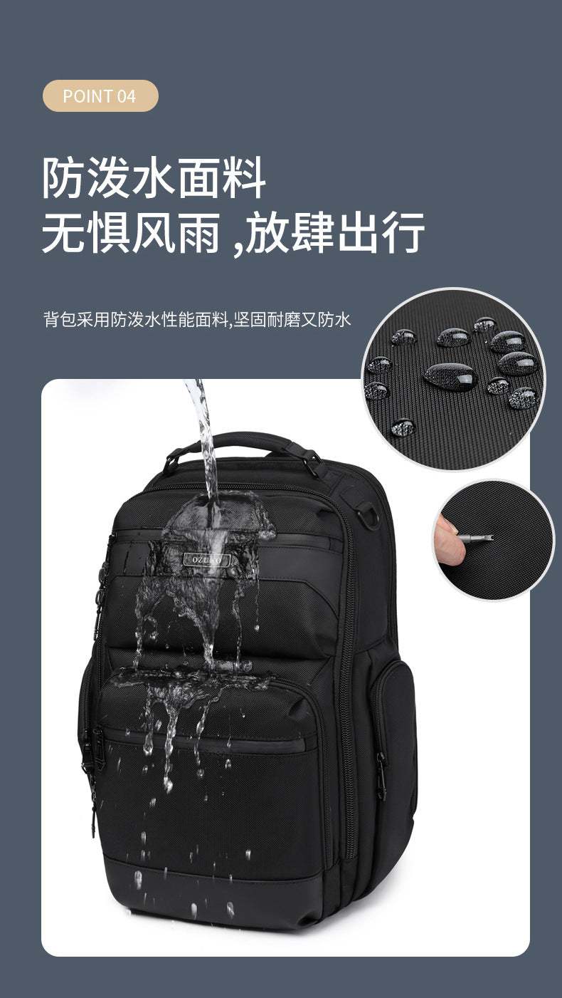 OZUKO Business Backpack Men's Commuting Computer Backpack Waterproof Large Capacity Business Travel Portable Men's Bag