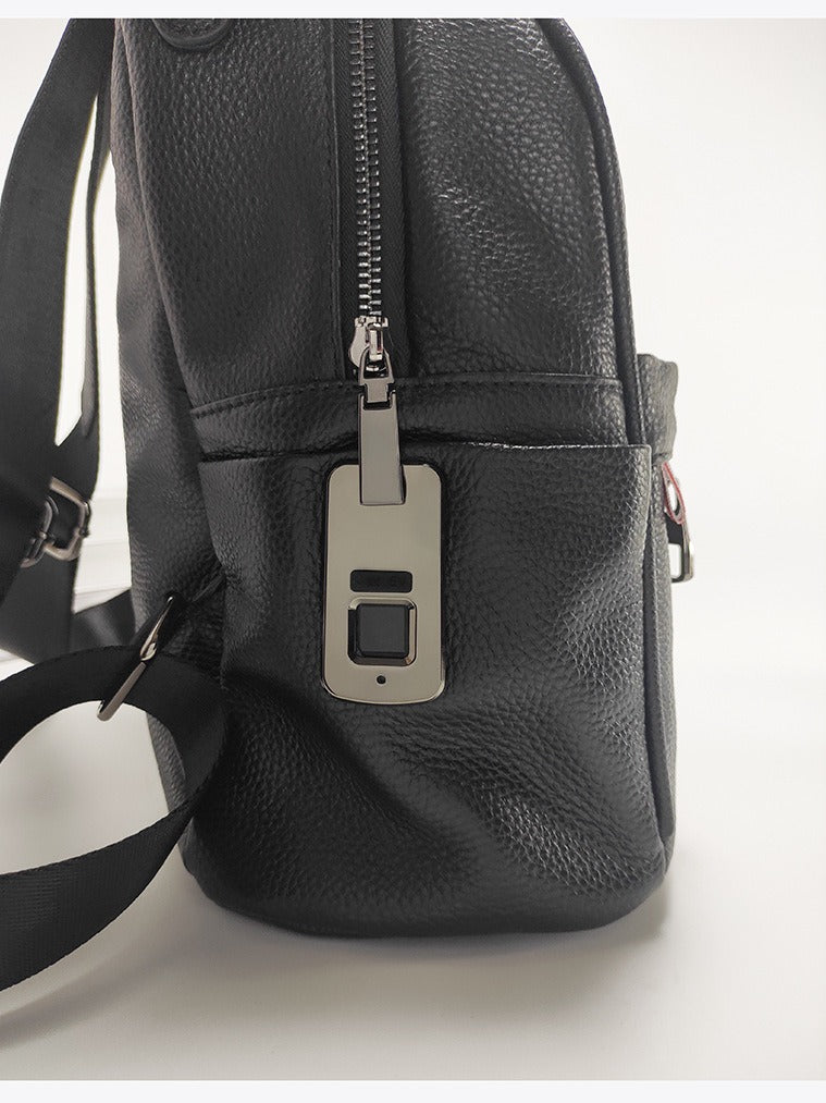 Anti-theft Backpack for Women Genuine Leather Travel Backpack with Fingerprint Unlock Versatile Casual Large Capacity Shoulder Bag