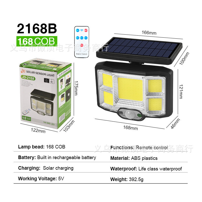 Outdoor Solar Street Light Waterproof Split Wall Light Garden Courtyard Light Human Body Sensor Light Rotatable Three-Head Light