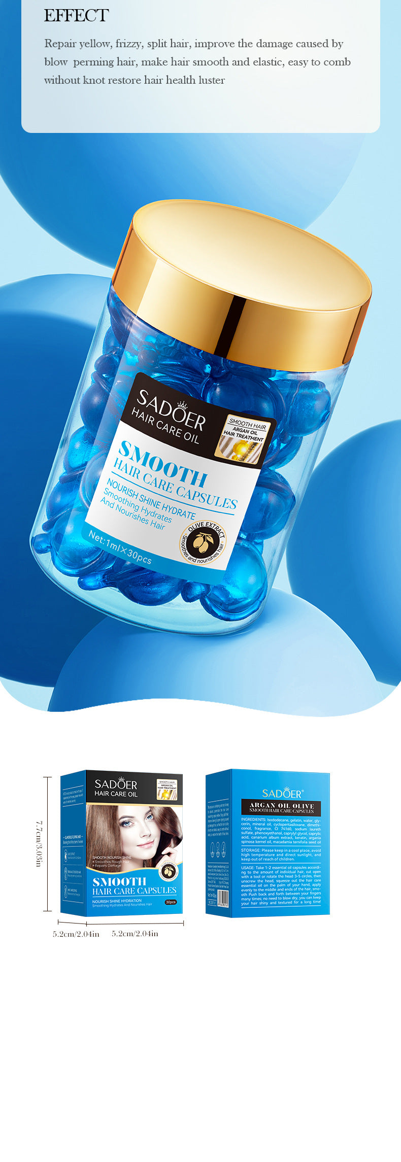 Nut Oil Hair Care Capsules SADOER Improve Frizz Essential Oil Capsule Conditioner  Wholesale